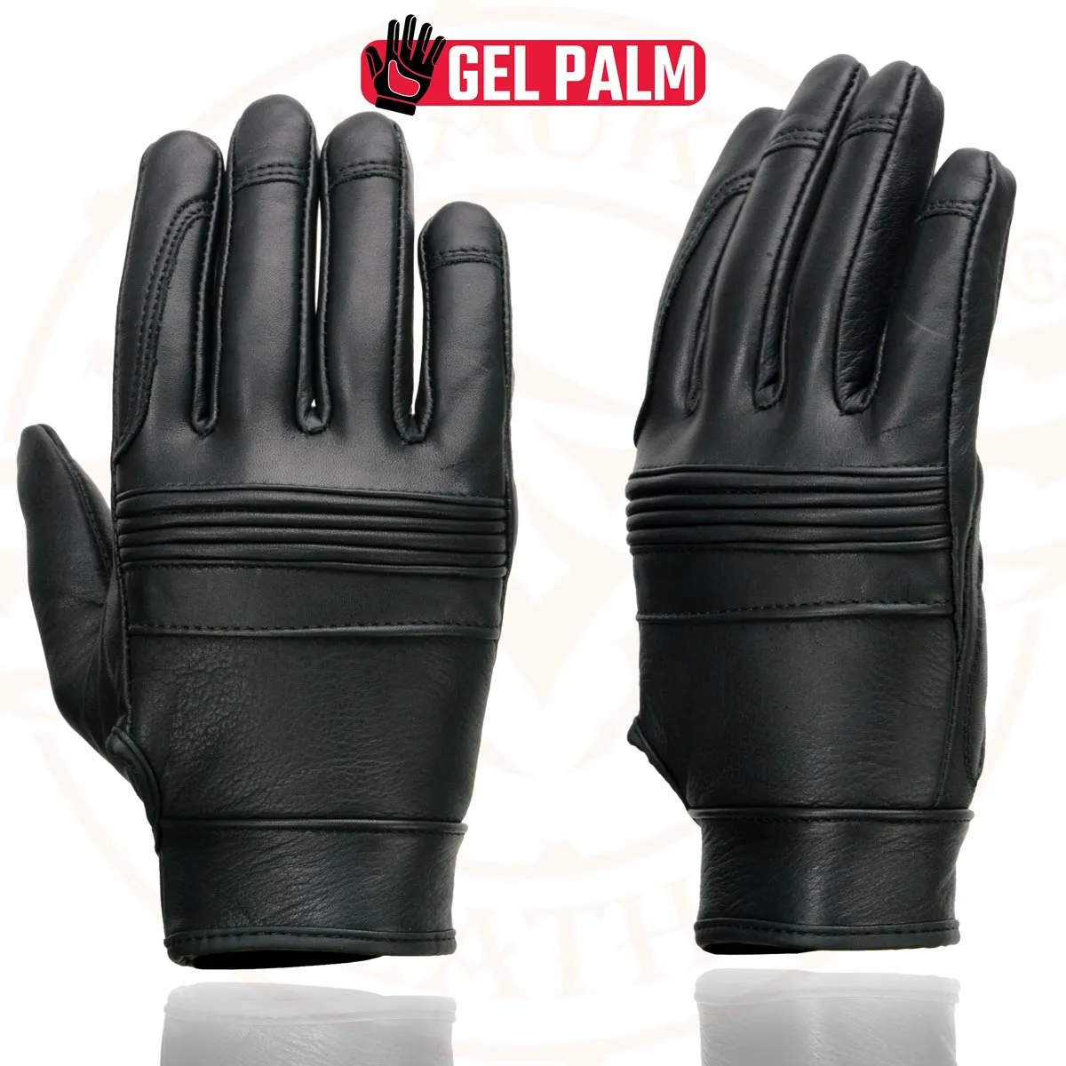 Milwaukee Leather MG7535 Men's Black Leather with Gel Palm Motorcycle Hand Gloves w/ Flex Knuckles