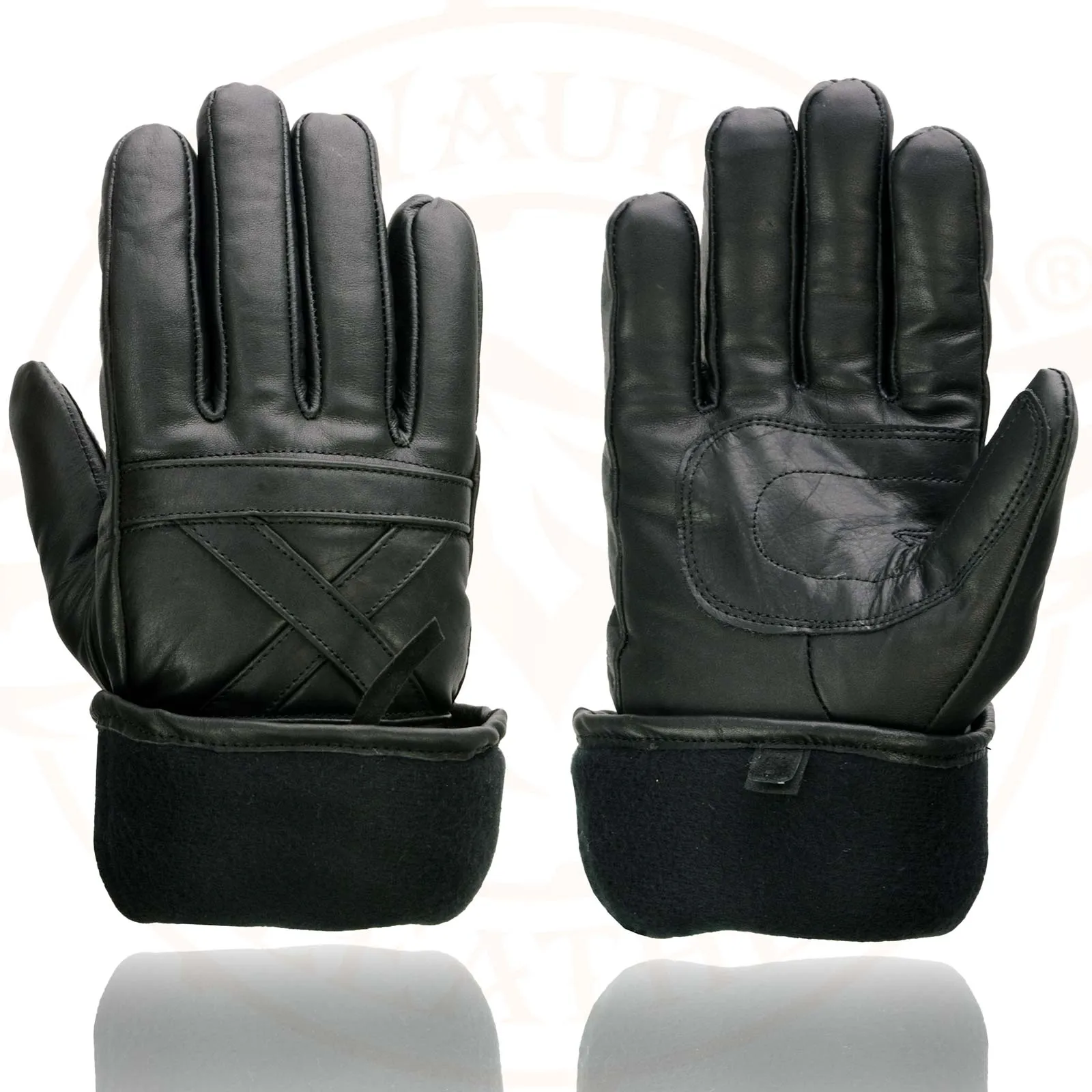 Milwaukee Leather SH231 Men's Black Leather Warm Gauntlet Motorcycle Cold Weather Gloves