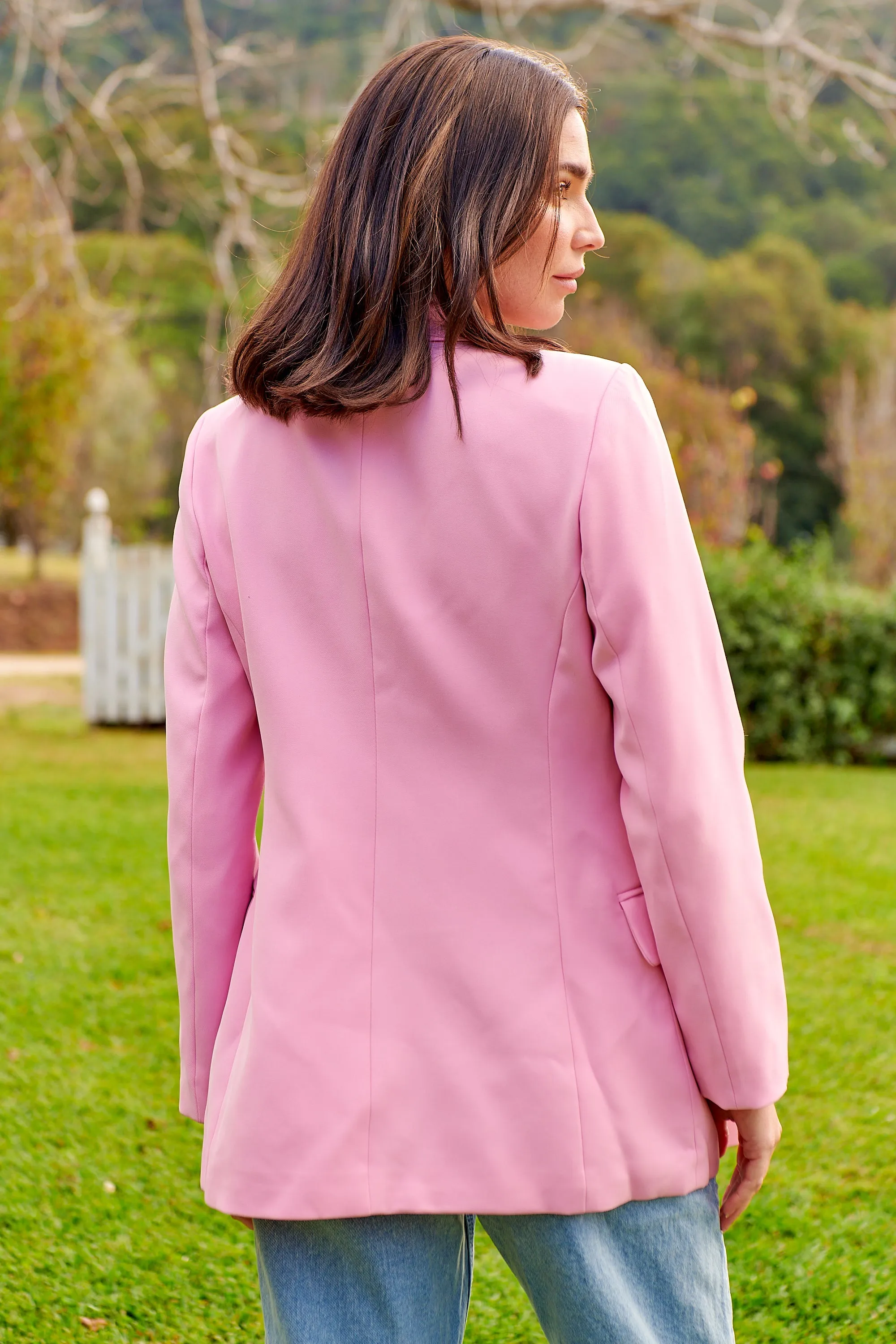 Mimosa Pink Button Front Blazer