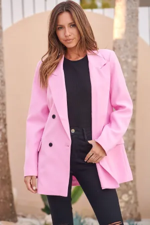 Mimosa Pink Button Front Blazer