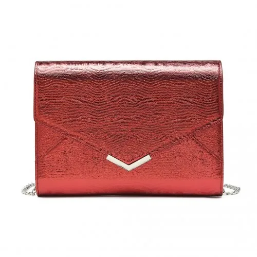 Miss Lulu Red Glitter Envelope Clutch Evening Bag - Elegant Formal Accessory