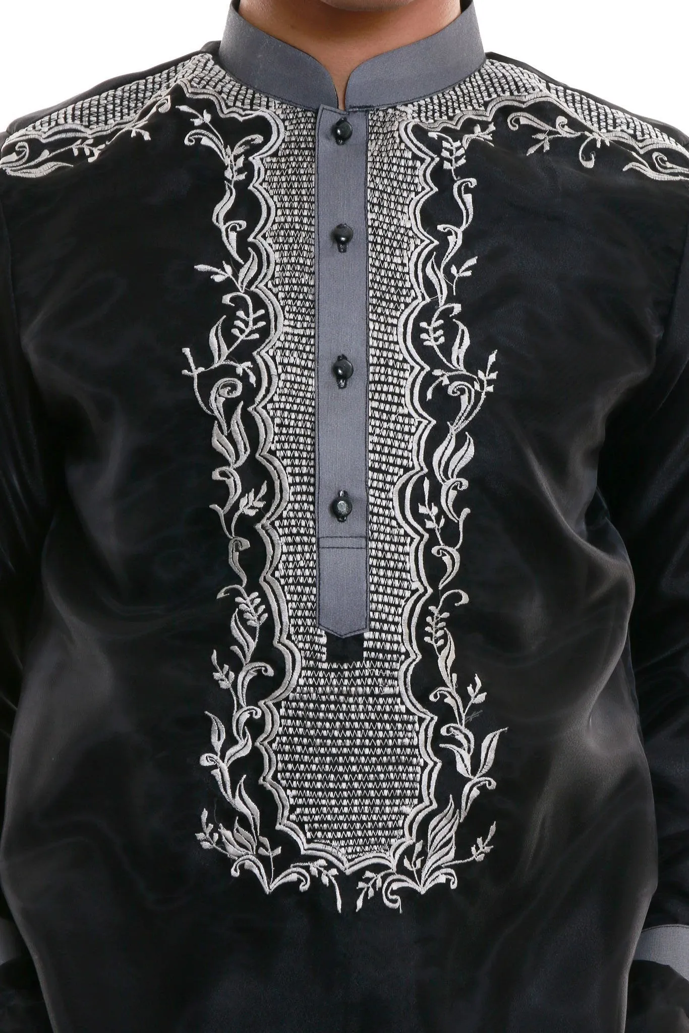 MO08 - Organza Barong Tagalog with Lining Black