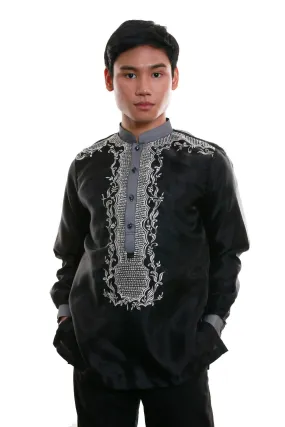 MO08 - Organza Barong Tagalog with Lining Black