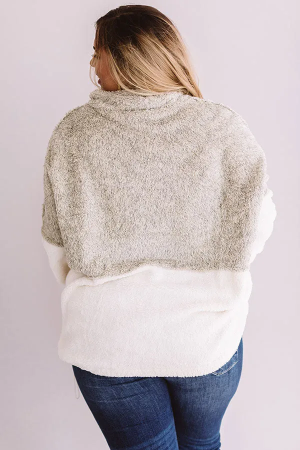 More Lattes, Please Sherpa Pullover In Beige Curves