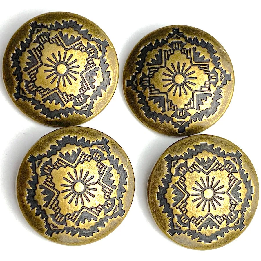 Mountain Sun Brass Concho Button, 25mm /  1"  #SWC-129