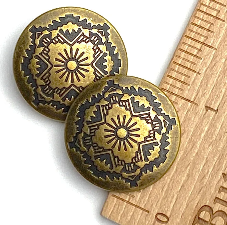 Mountain Sun Brass Concho Button, 25mm /  1"  #SWC-129