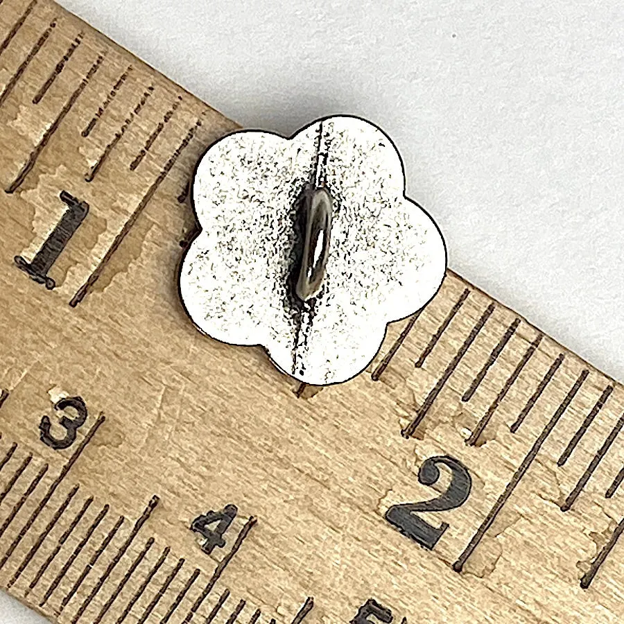 Neroli Flower Antique Silver 5/8" Shank Back Metal Button 15mm  #FJ-42