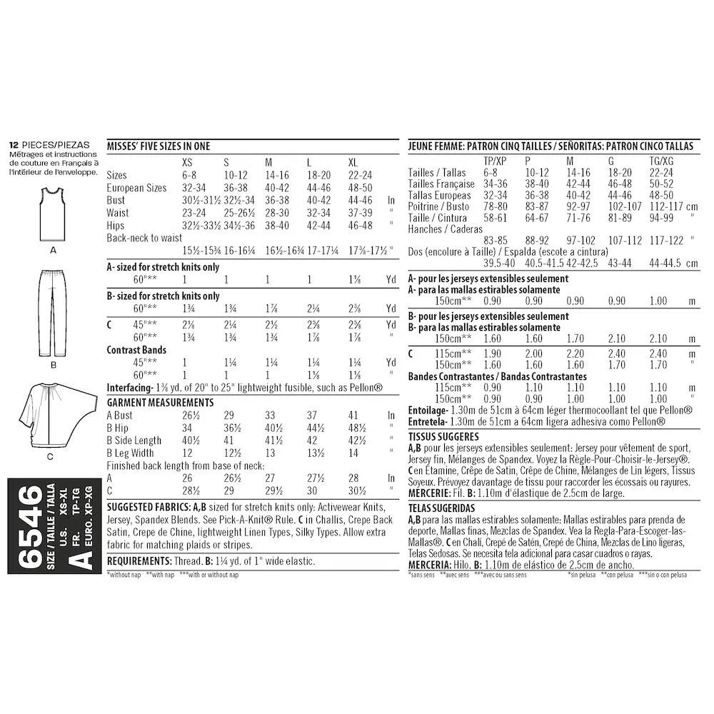 Newlook Pattern 6546 Misses' Seperates