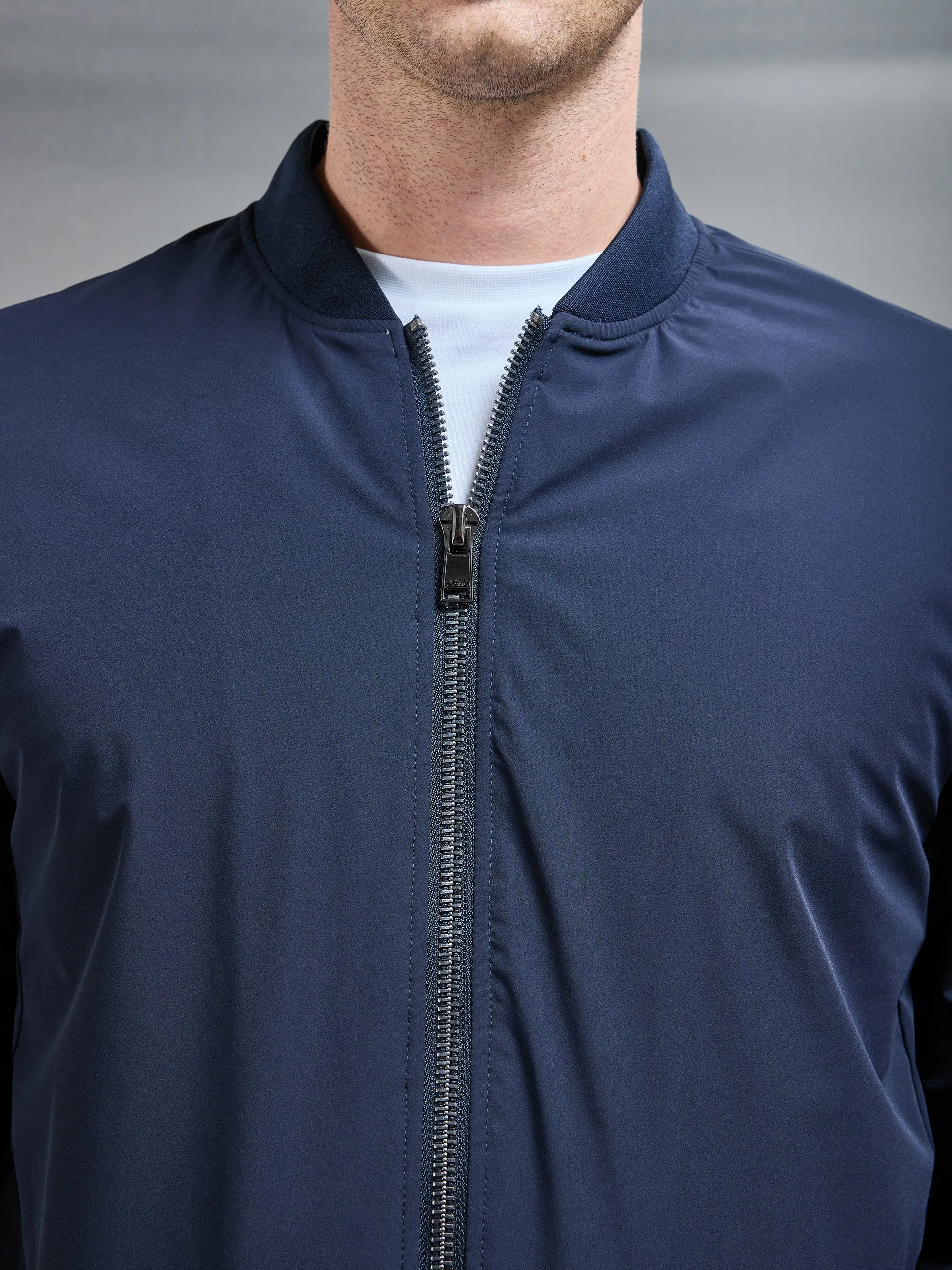 Nylon Padded Bomber Jacket in Navy