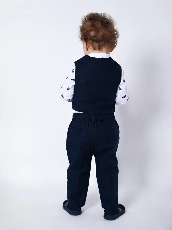 One Friday Navy Blue Shirt With Waistcoat