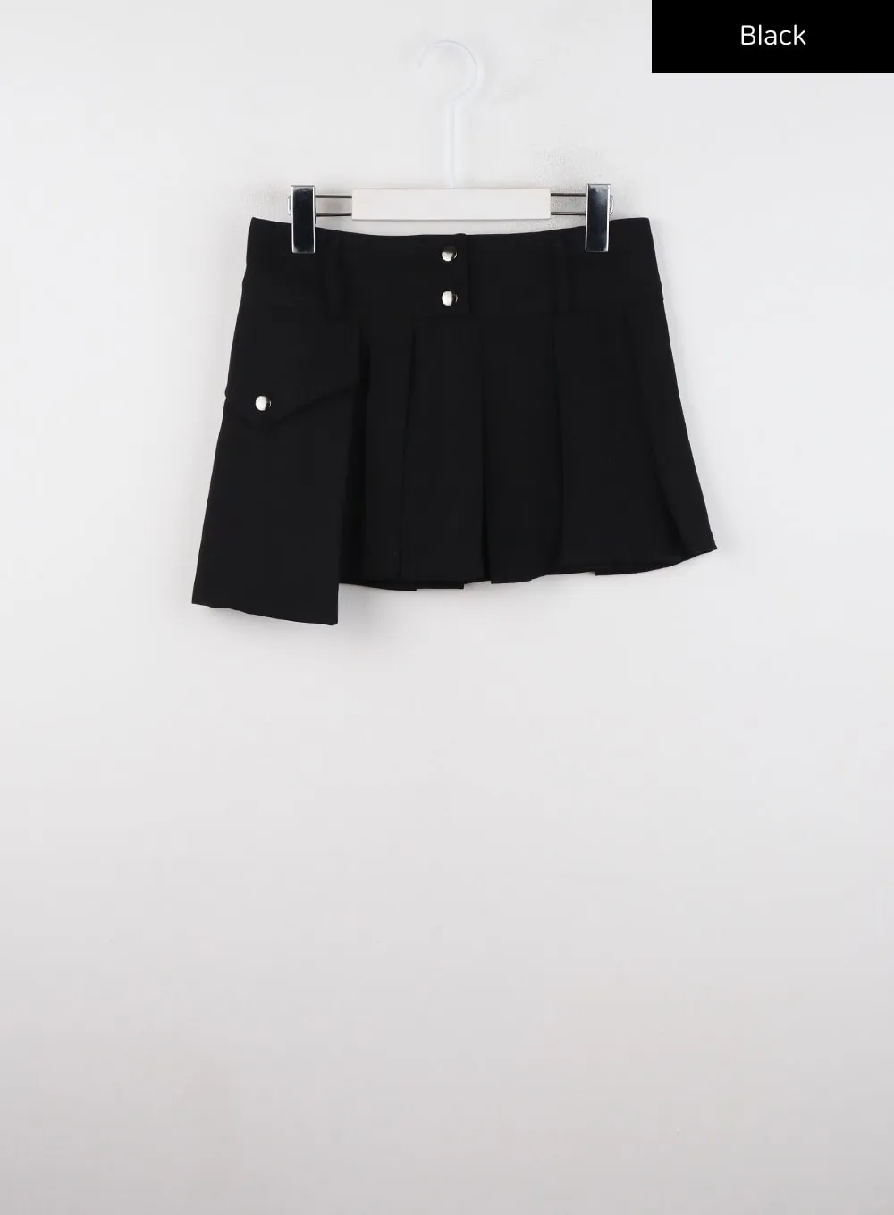 One-Pocket Solid Mid-Waist Pleated Mini Skirt CD322