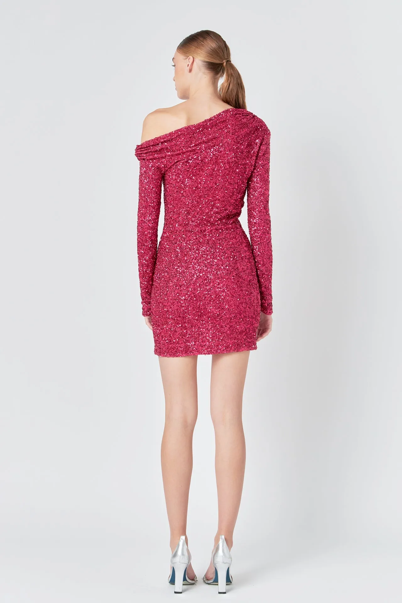 One Shoulder Sequins Dress