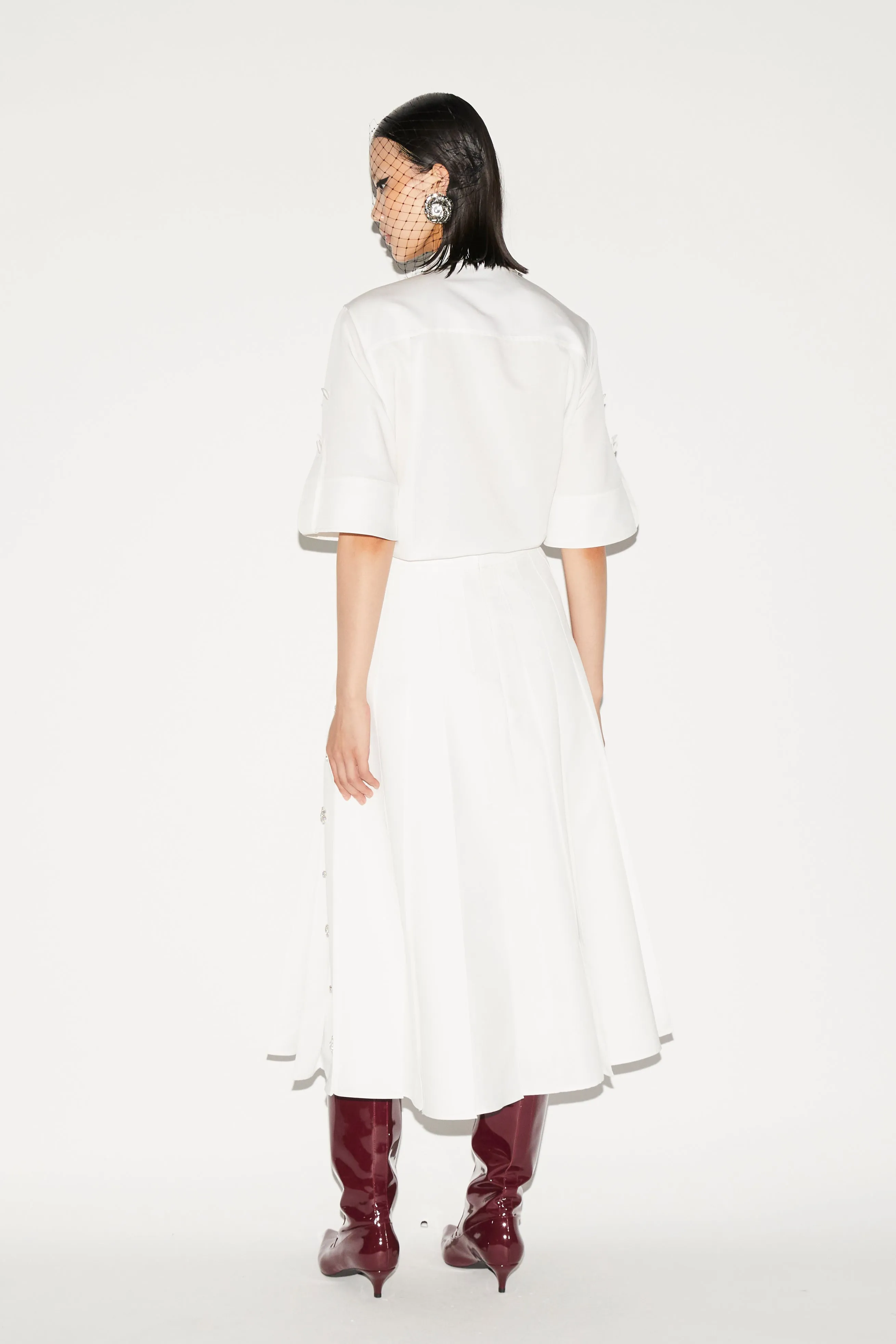 OPAL SKIRT WHITE EMBELLISHED FAILLE