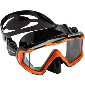 Open Box Cressi Pano 3 Scuba Dive Mask-Black Silicone / Orange