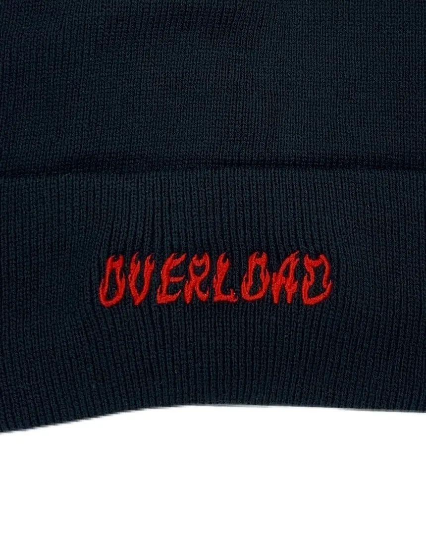 Overload World On Fire Beanie Fold Over Fleeced Lined - Black