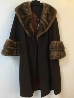 Paddor's Size M Brown Mink fur collar Vintage Coat