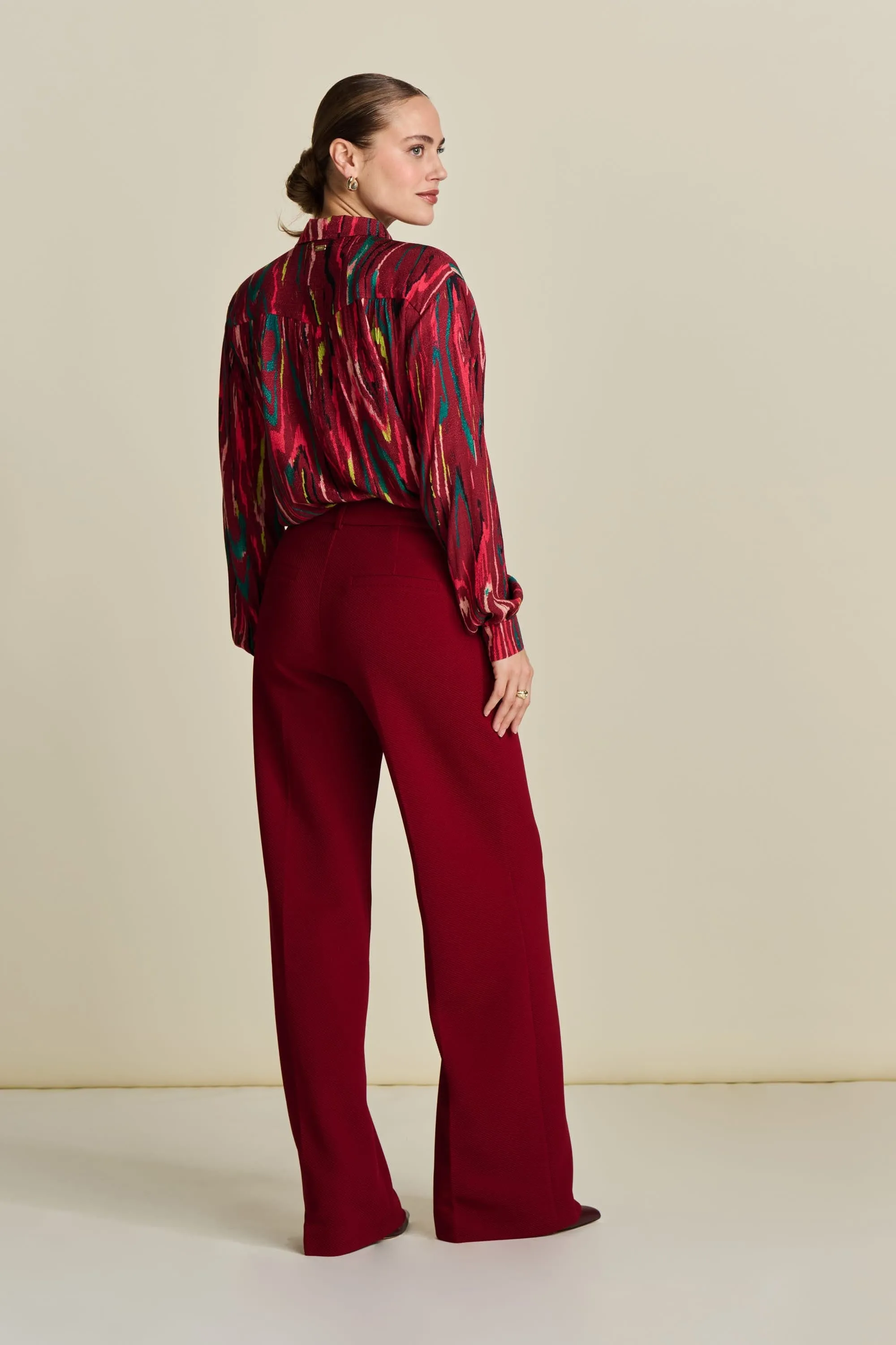 PANTALON - Wide Leg Burgundy Red