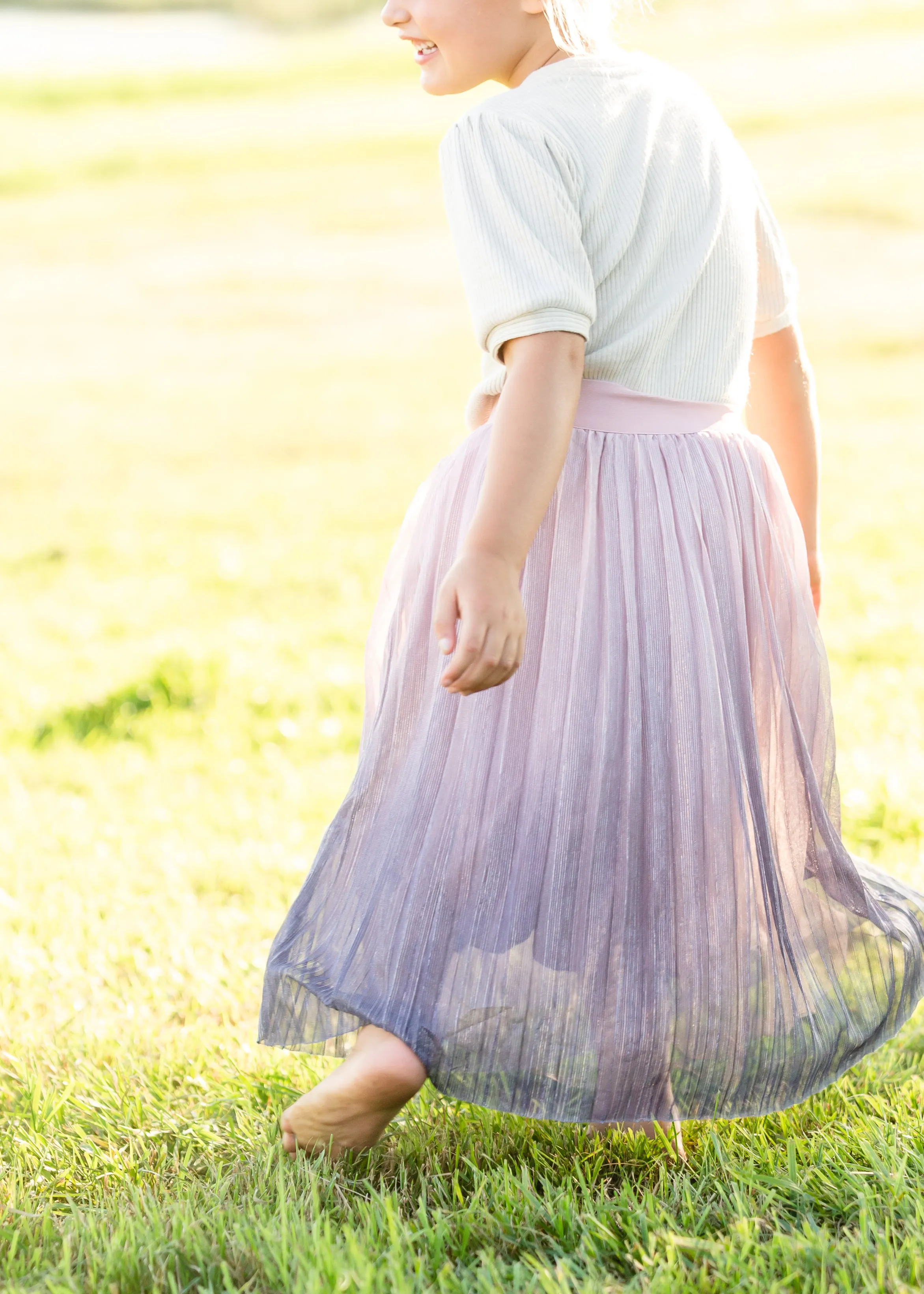 Pink Ombre Tulle Midi Skirt