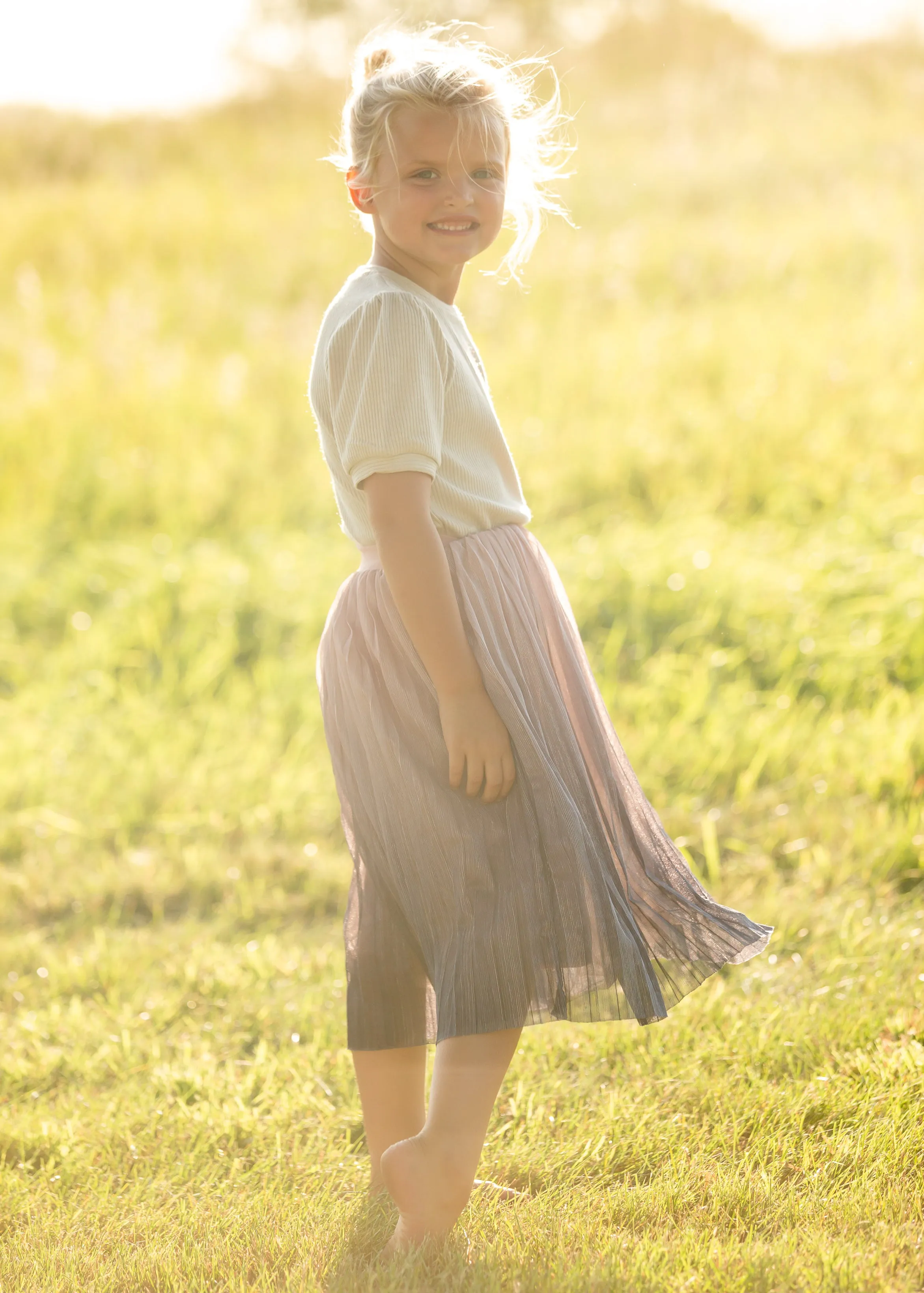 Pink Ombre Tulle Midi Skirt