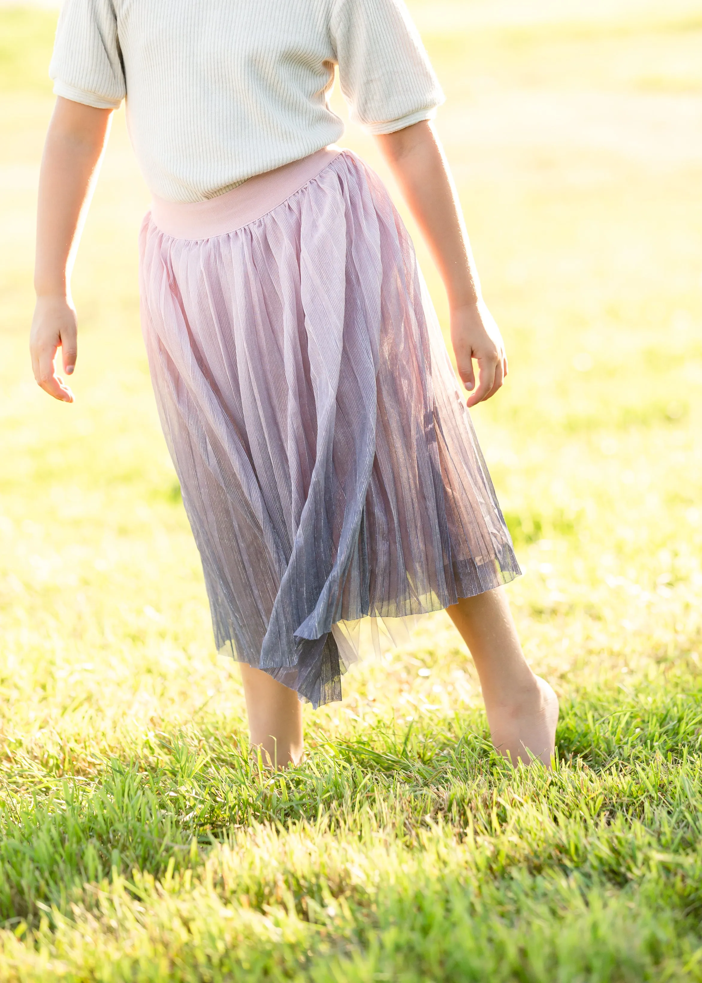 Pink Ombre Tulle Midi Skirt