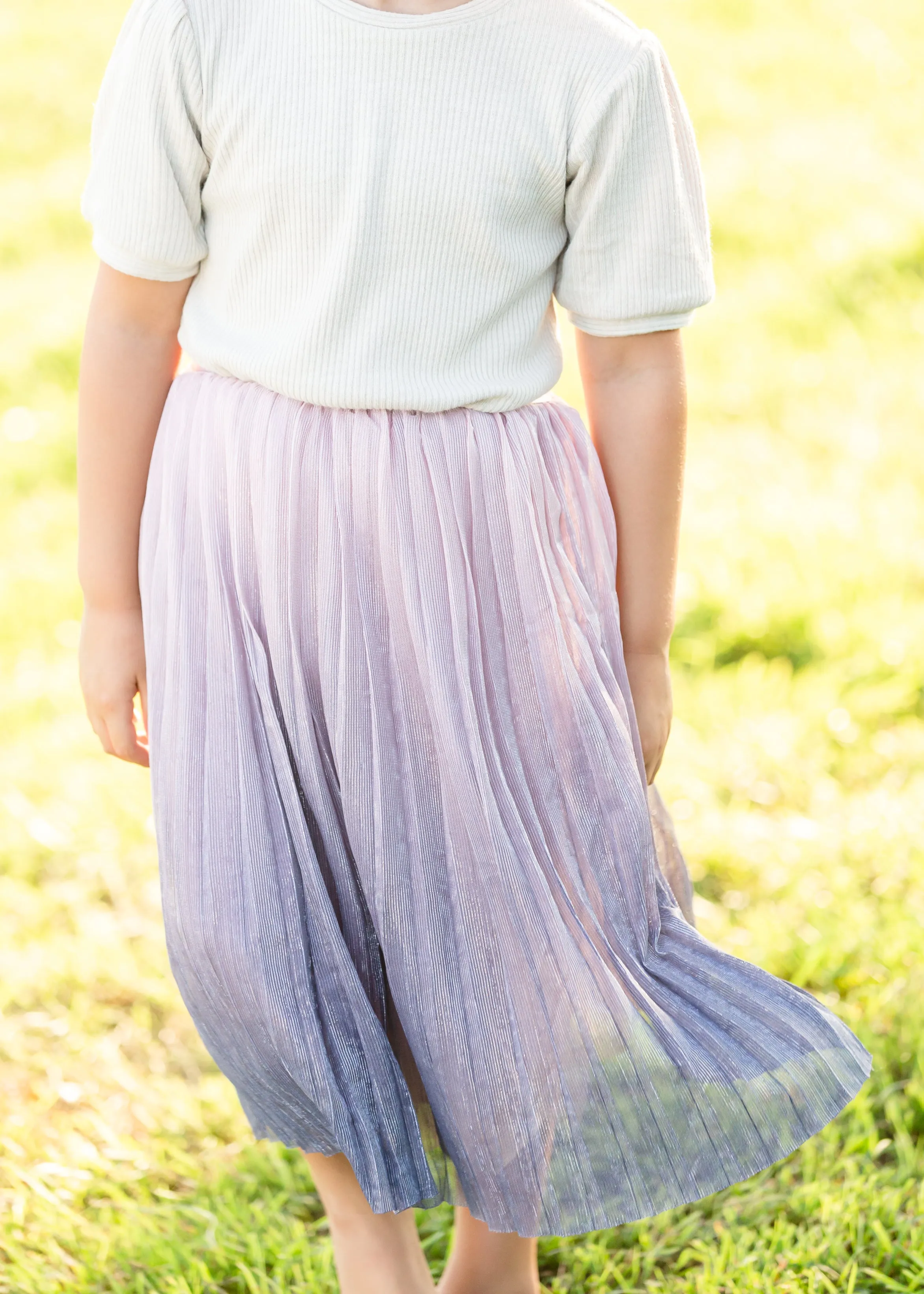 Pink Ombre Tulle Midi Skirt