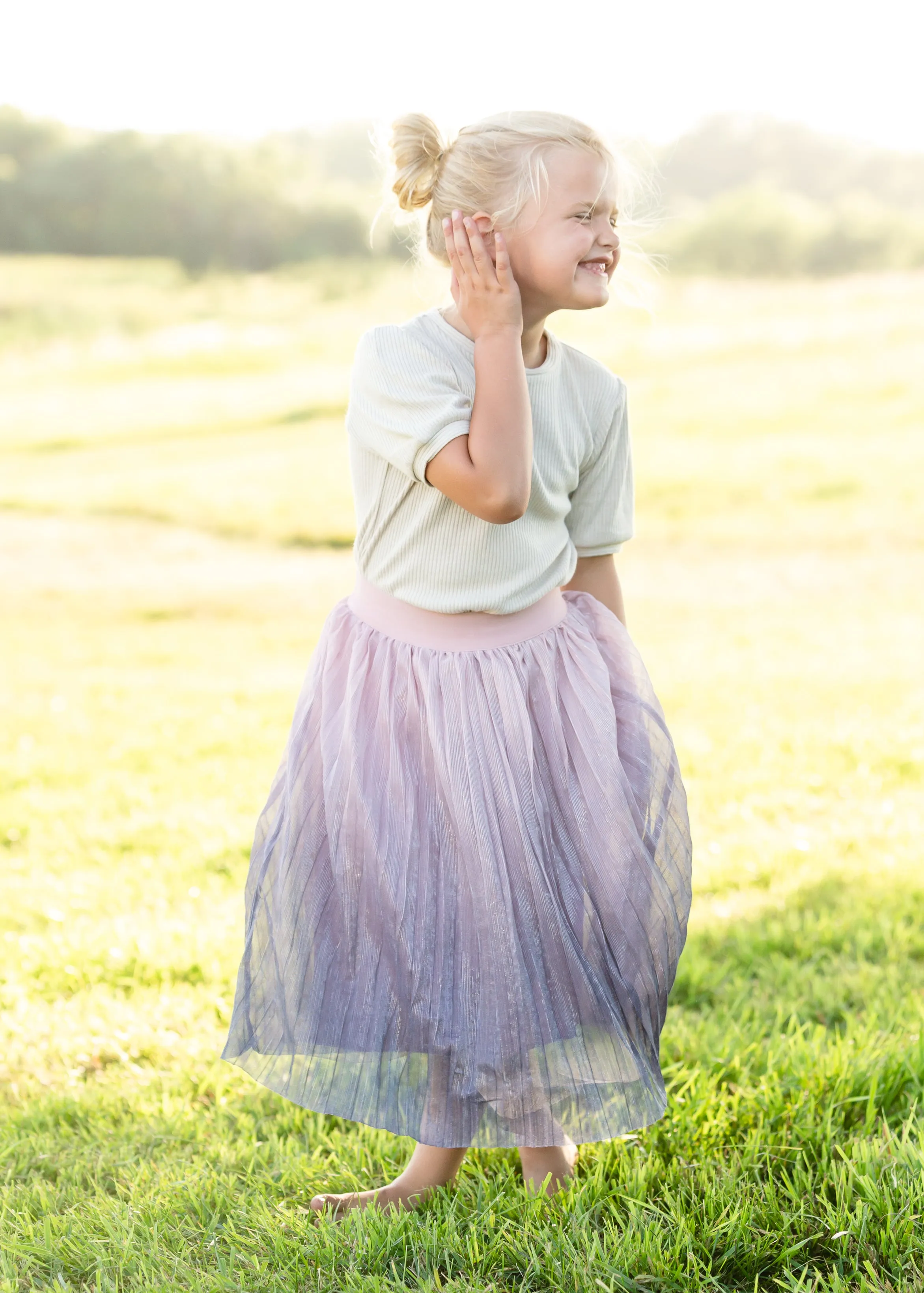 Pink Ombre Tulle Midi Skirt