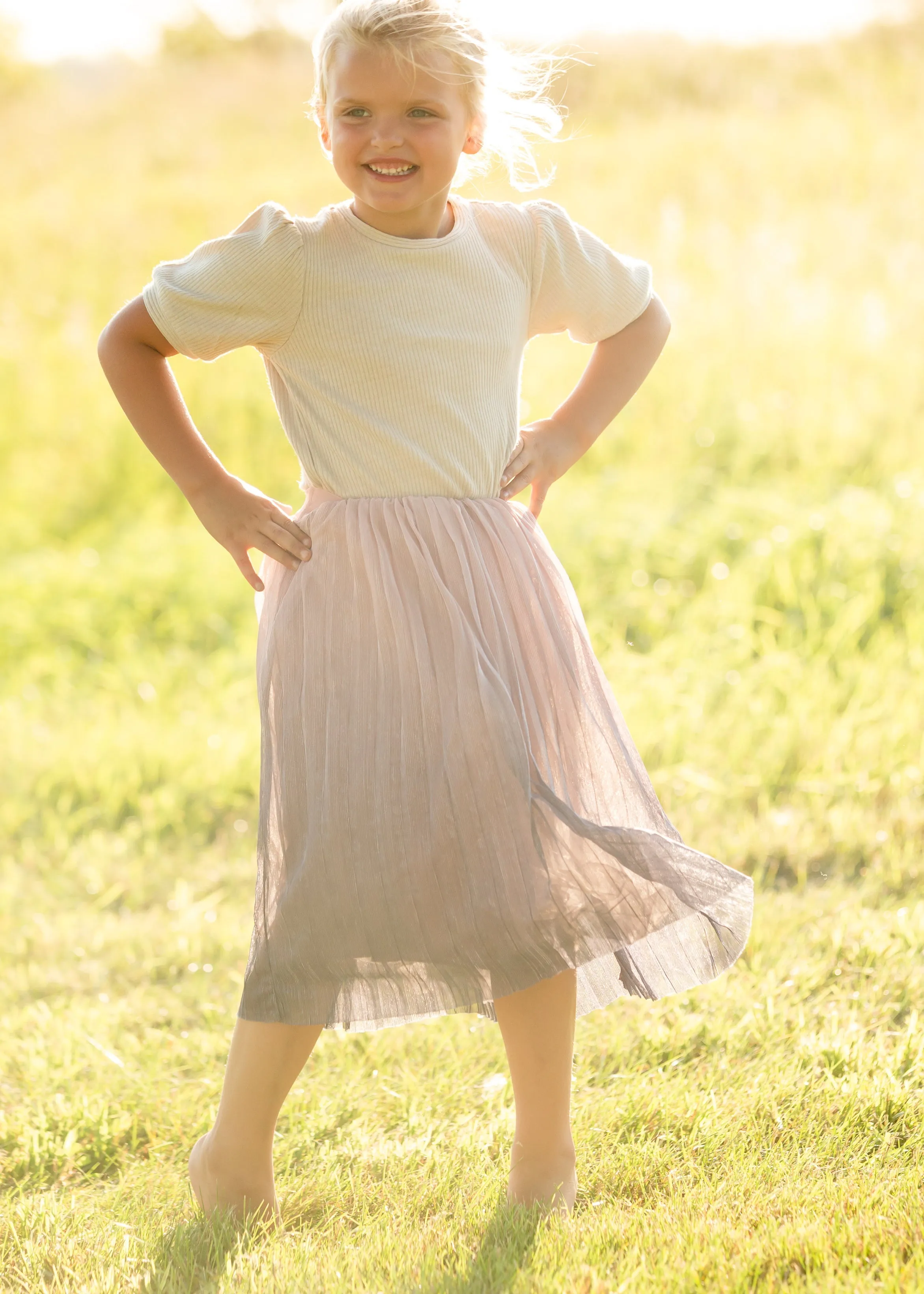 Pink Ombre Tulle Midi Skirt