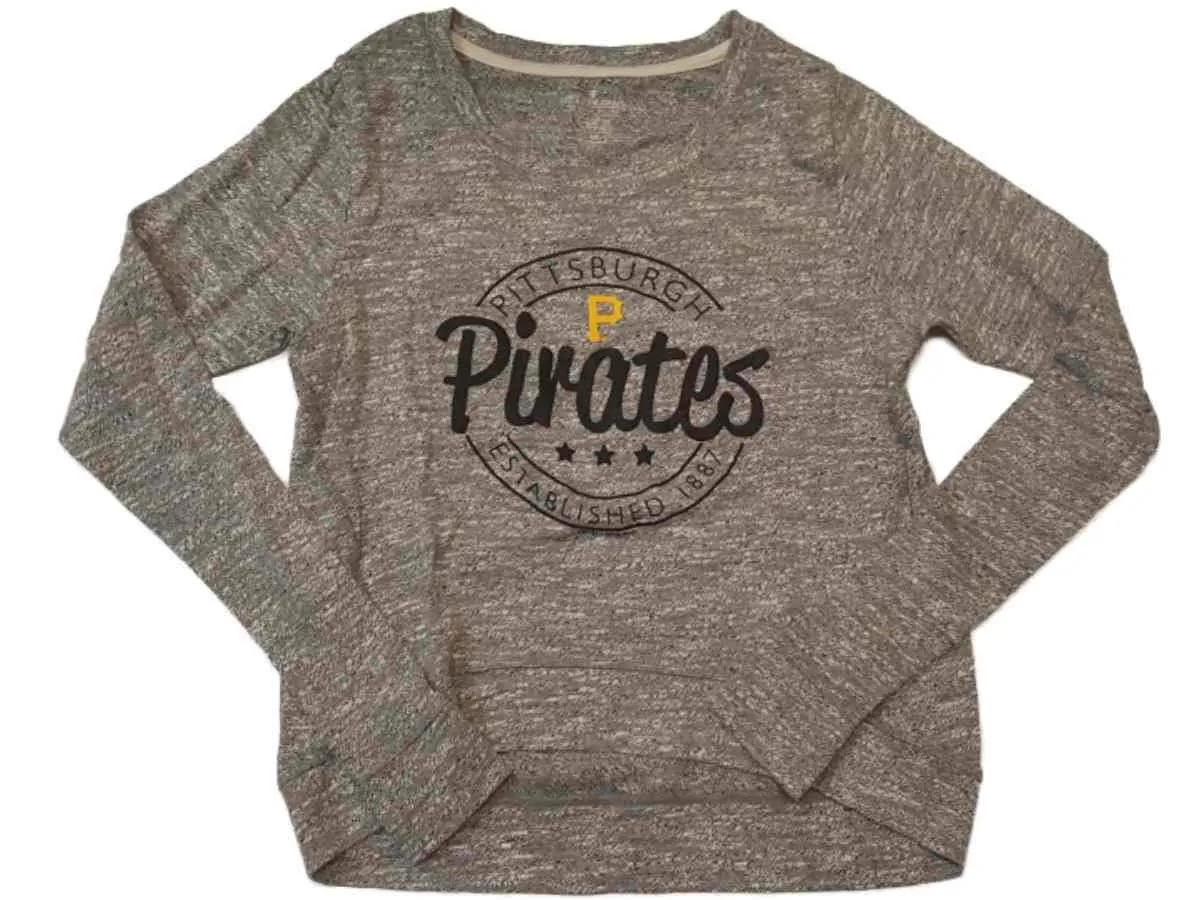 Pittsburgh Pirates Soft as a Grape WOMEN'S Gray LS Lightweight Sweater (M)