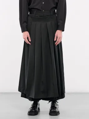 Pleated Apron Overlay Trousers (4124-0458-BLACK)