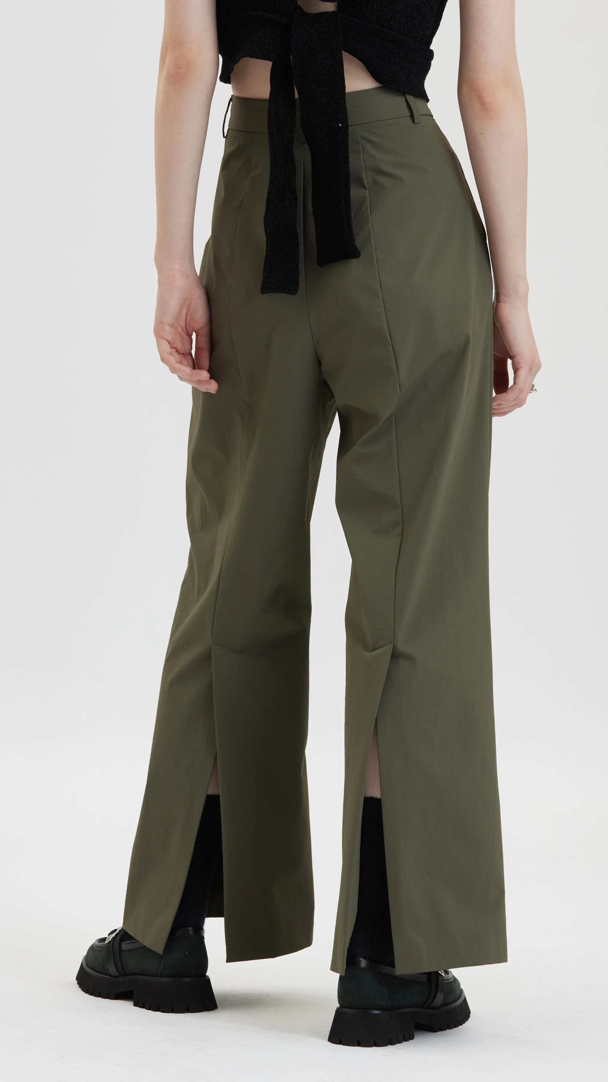 Pleated Straight-Leg Pants