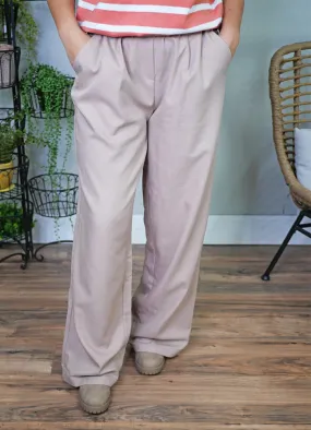 Pleated Wide Leg Pants in Taupe by Eesome