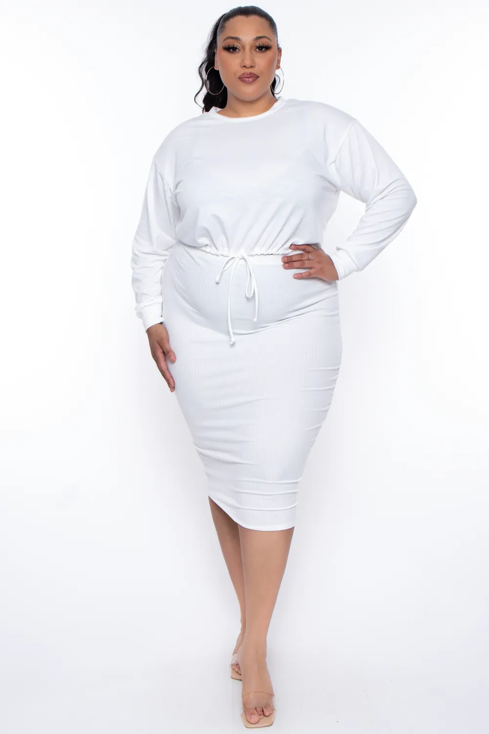 Plus Size Essential Cropped Pullover Sweatshirt - Ivory