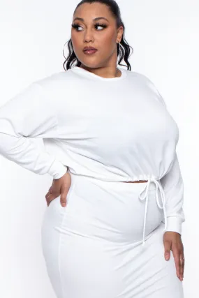 Plus Size Essential Cropped Pullover Sweatshirt - Ivory