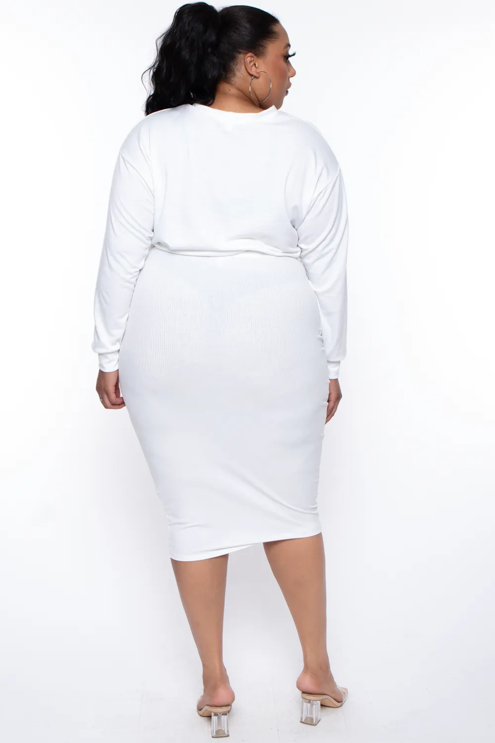 Plus Size Essential Cropped Pullover Sweatshirt - Ivory