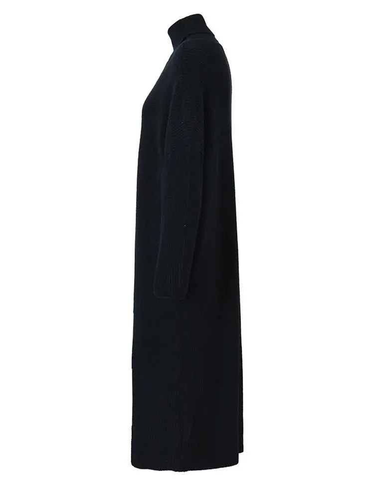 Pre Order:  Turtleneck Long Slit Knit Dress