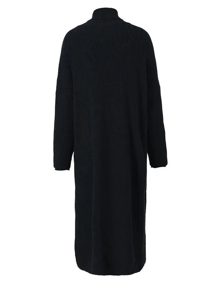 Pre Order:  Turtleneck Long Slit Knit Dress