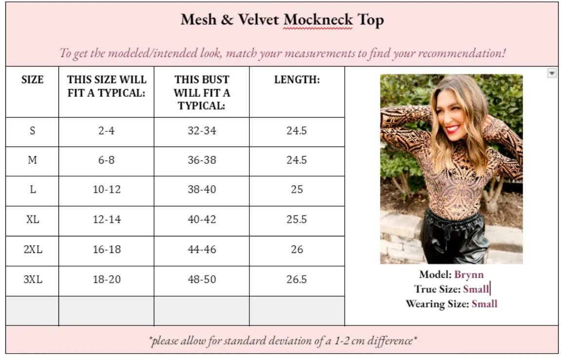 Preorder The Mila Mesh & Velvet Mockneck Top