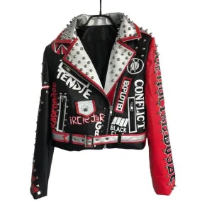 Punk Rock Nevada Rooster Studded Leather Jacket