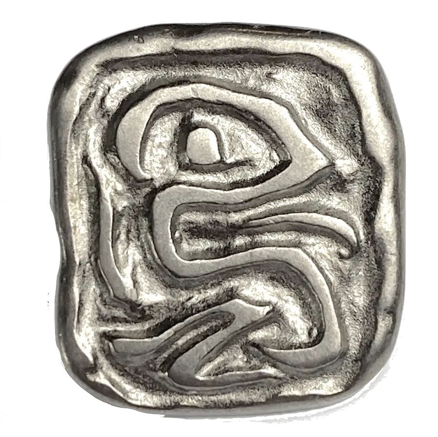 "Timur" Abstract Silver 1/2" / 11mm Metal Shank Button, From JHB Spain  # FJ-73