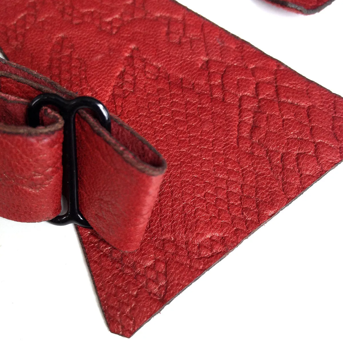 Red Python Embossed Lambskin Leather Bow Tie