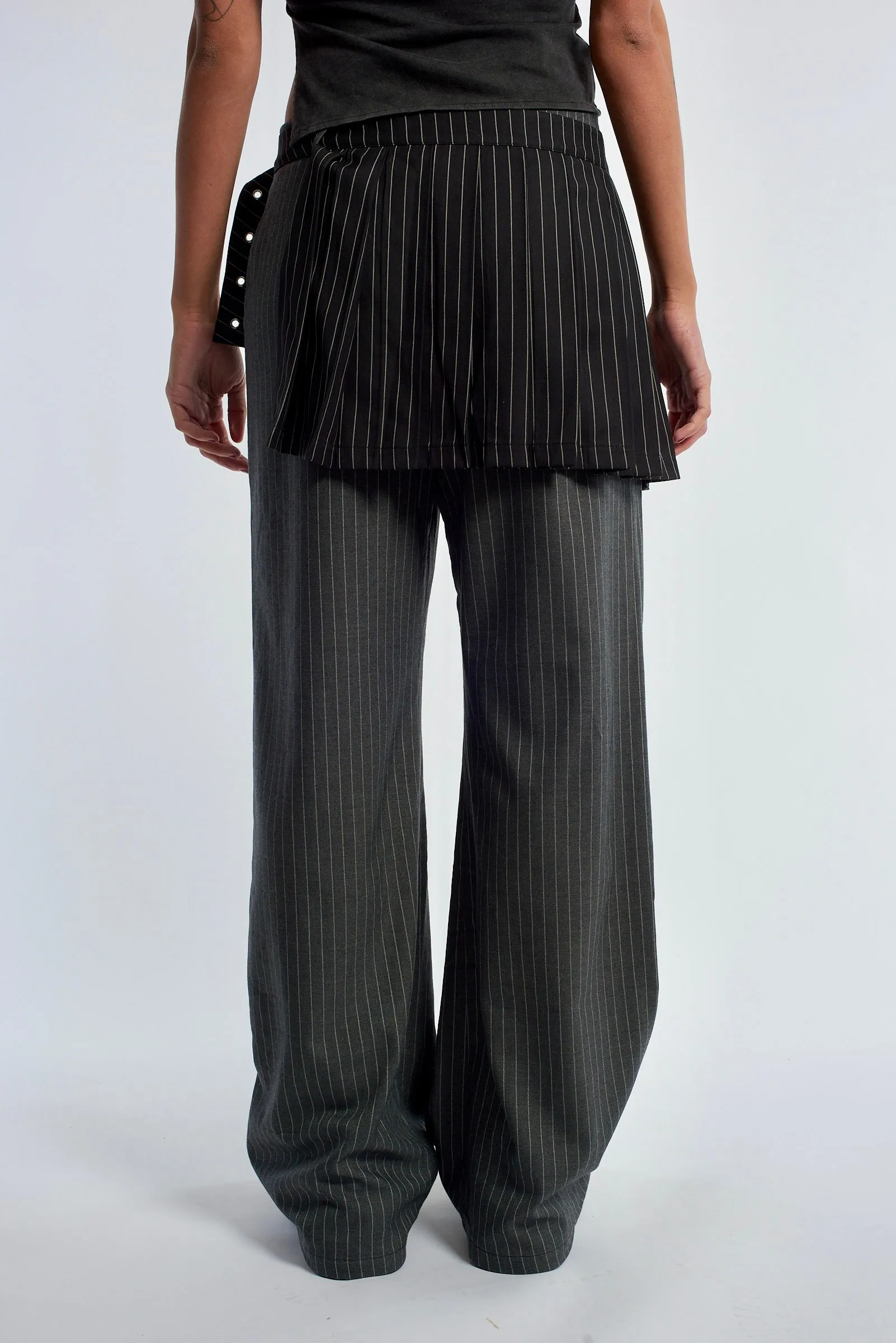 REMOTE PINSTRIPE SKIRT OVER TROUSER