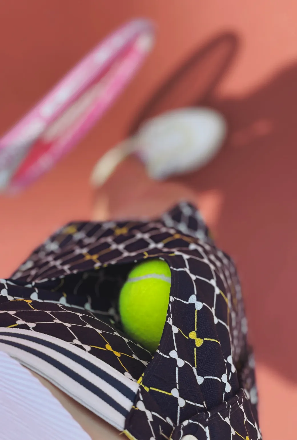 Reversible Tennis Skirt - Navy Bows & Yellow Lurex