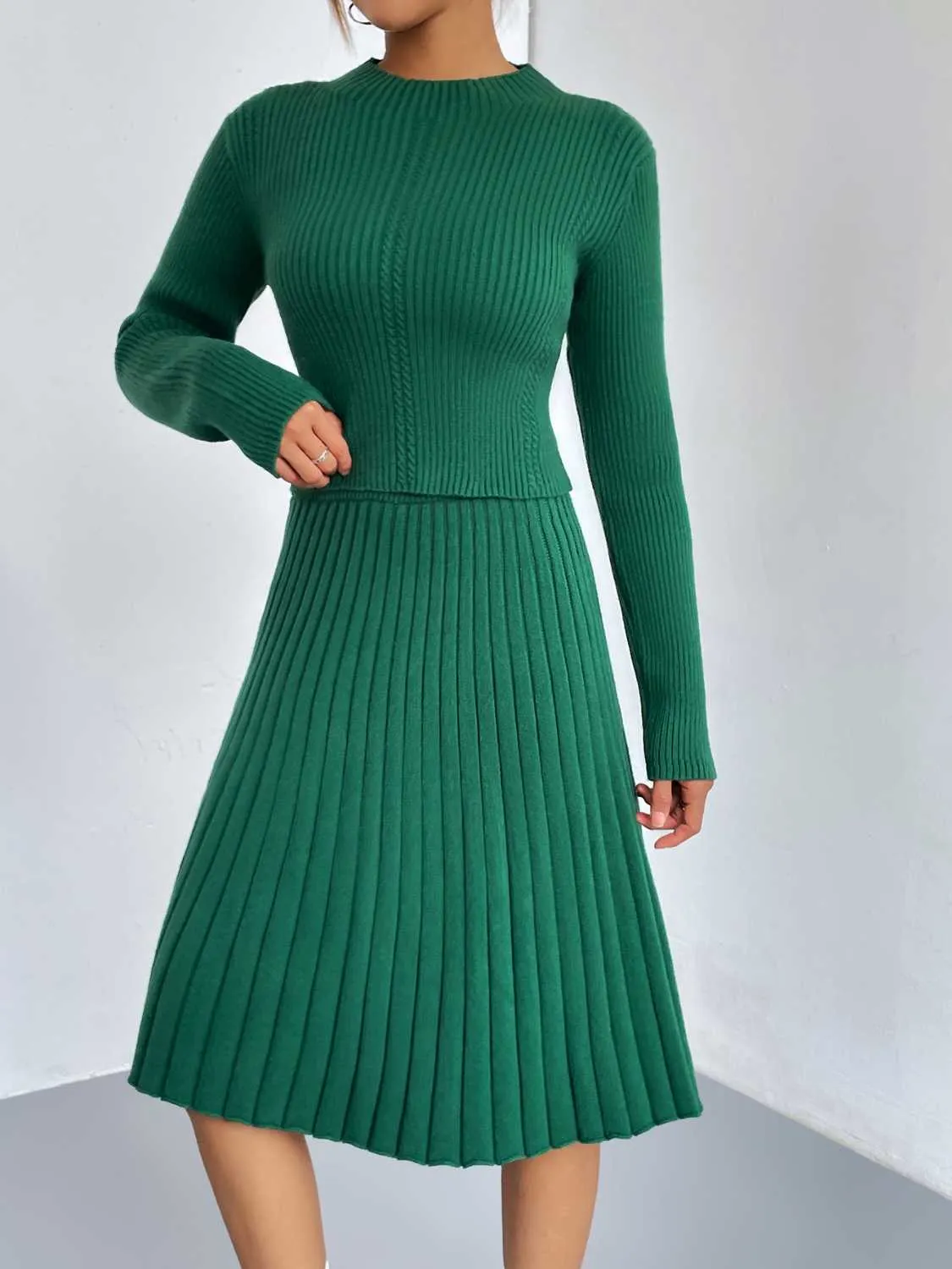 Rib-Knit Sweater and Skirt Set