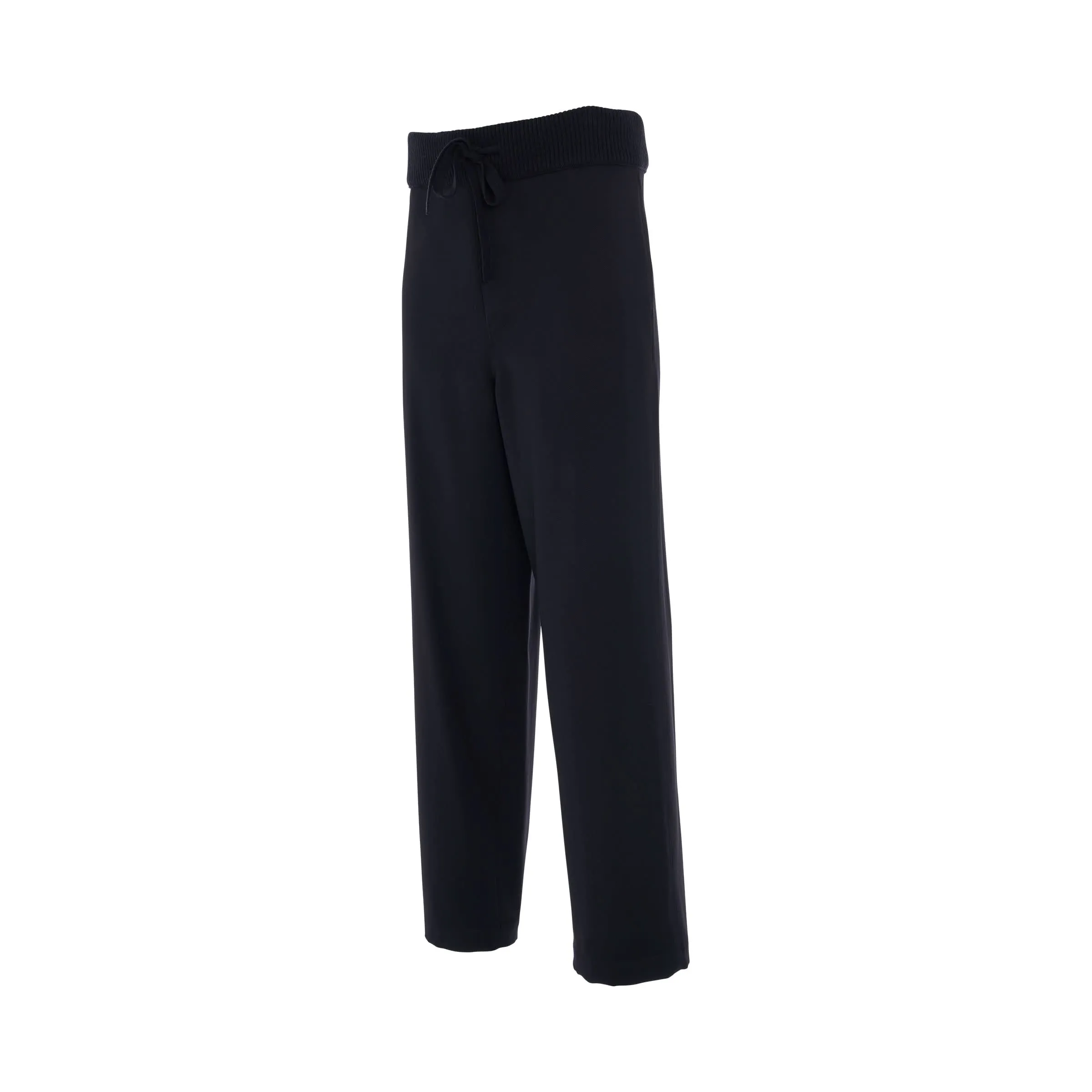 Rib Waist Drawstring Trousers Dark Navy