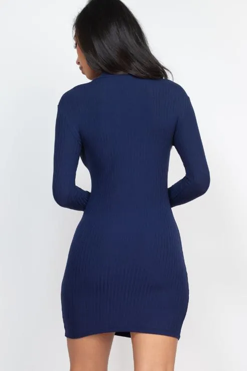 Ribbed Mock Neck Bodycon Mini Dress