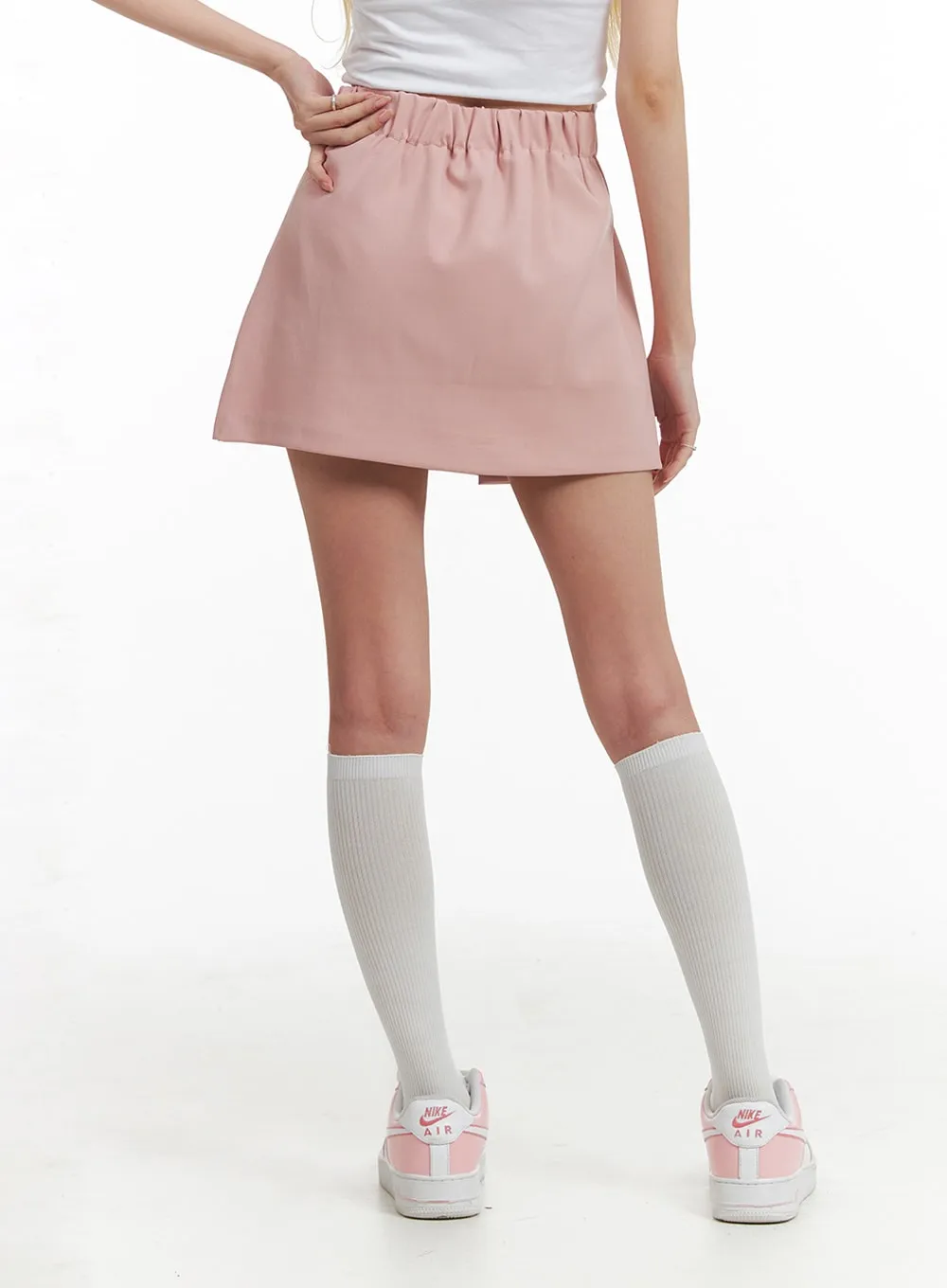 Ribbon Pleated Mini Skirt IF408