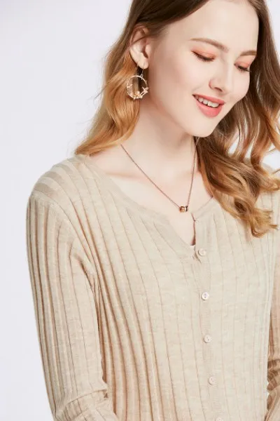 Round Neck Layer Rib Cardigan