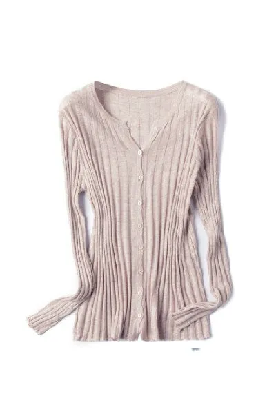 Round Neck Layer Rib Cardigan