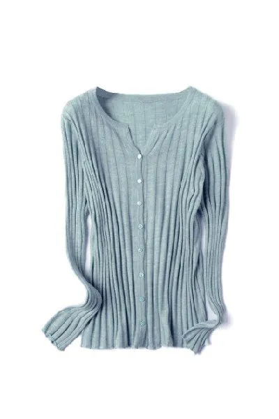 Round Neck Layer Rib Cardigan