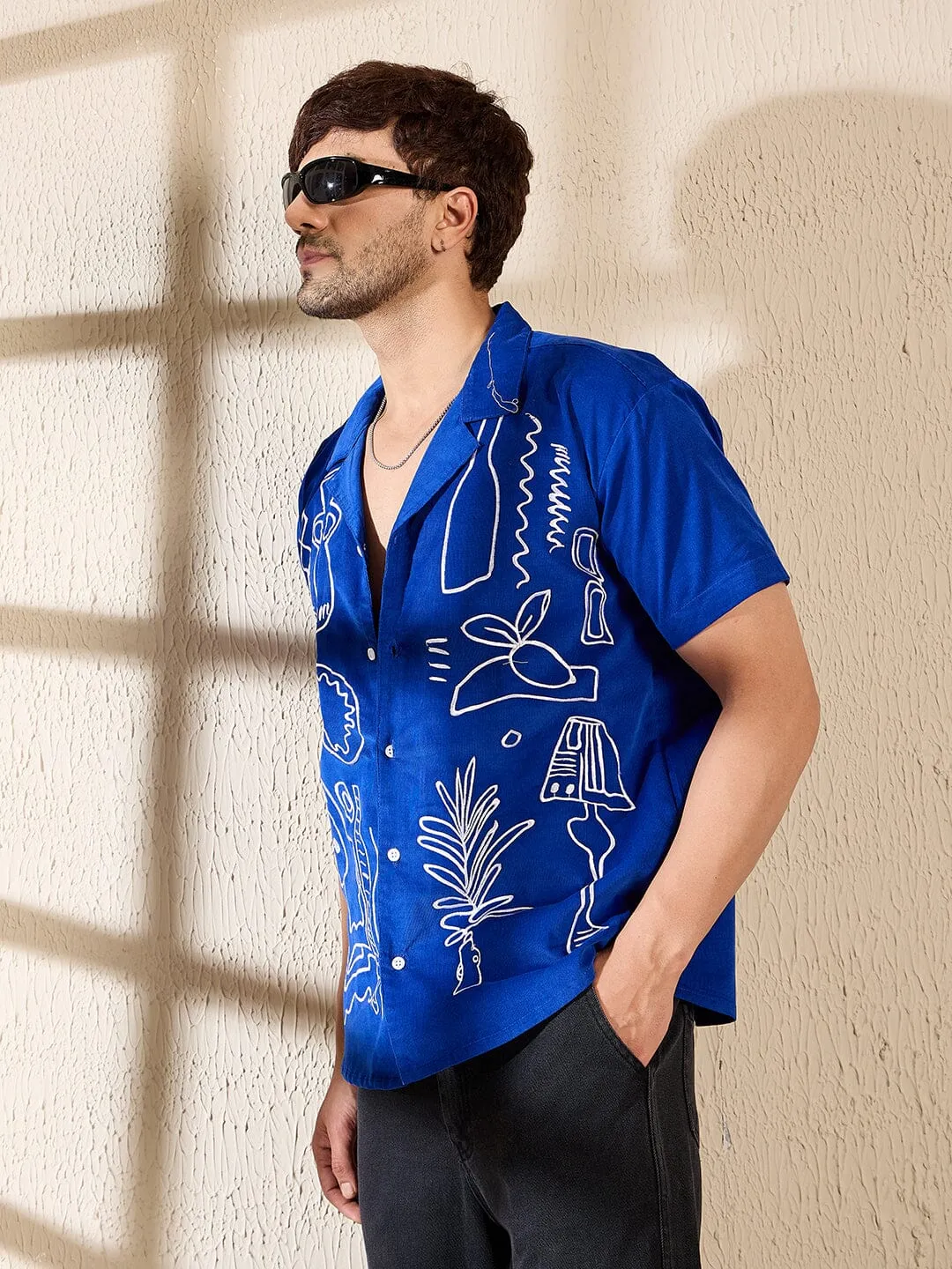 Royal Blue Corduroy Cuban Shirt